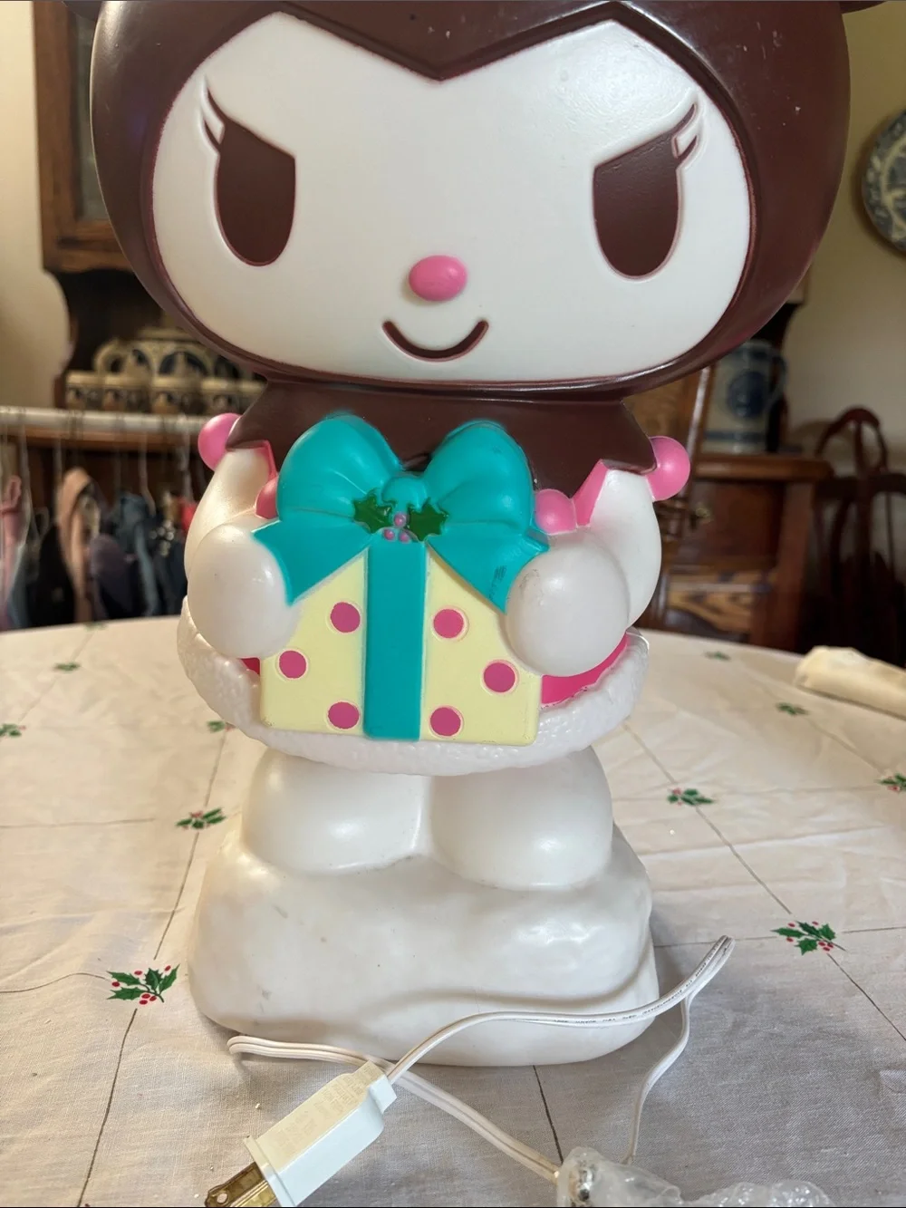 Kuromi-Inspired Brown and Pink Holiday Figurine Lamp